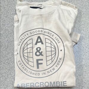 Abercrombie & Fitch White Logo Tee